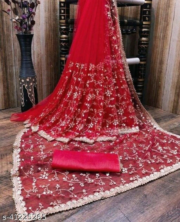 Saree Women - Wedding SareeSaree Fabric: NetBlouse: Running BlouseBlouse Fabric: Mulberry SilkPattern: Embroidered,  SareeSaree Fabric: NetBlouse: 5.5 saree