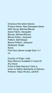 Banita Fashionable Saree - Checkout this latest SareesProduct Name: *New Georgette Saree With Hevay Stitched Blouse*Saree Fabri, 5.5