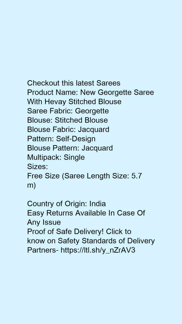 Banita Fashionable Saree - Checkout this latest SareesProduct Name: *New Georgette Saree With Hevay Stitched Blouse*Saree Fabri, 5.5