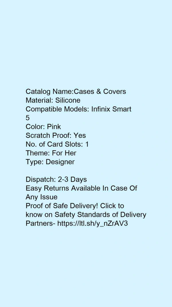 Infinix  - Catalog Name:*Cases & Covers*Material: SiliconeCompatible Models: Infinix Smart 5 PinkScratch , infinix