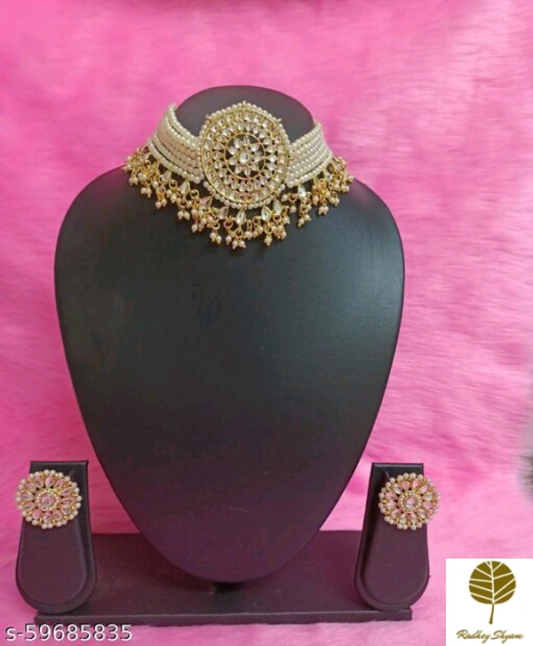 e: Necklace and Earrings Fashion Latest Choker Design Traditional Stylish Fancy Pearl Necklace Jewellery Set  - Jewellery Set SetBase Metal: AlloyPlating: Gold PlatedStone Type: KundanSizing: AdjustableType: Neck