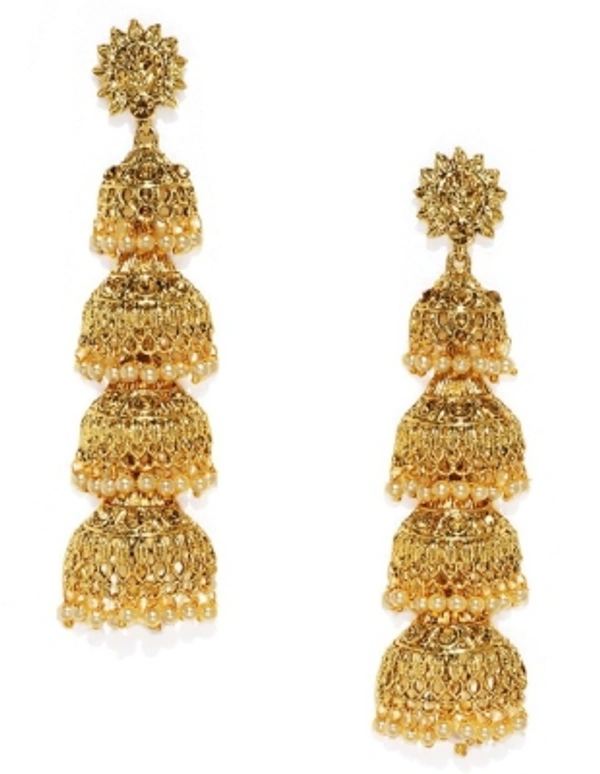  Gold-Plated Classic Brass Jhumki EarringFor Women, GirlsContemporary CollectionGold-plated PlatedMade  - Kord Store Gold-Plated Classic Brass Jhumki EarringFor Women, GirlsContemporary CollectionGold-plate