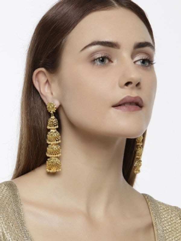  Gold-Plated Classic Brass Jhumki EarringFor Women, GirlsContemporary CollectionGold-plated PlatedMade  - Kord Store Gold-Plated Classic Brass Jhumki EarringFor Women, GirlsContemporary CollectionGold-plate
