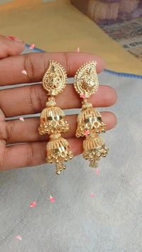: One Gram Gold Jhumka - One Gram Gold JhumkaName: One Gram Gold JhumkaBase Metal: BrassPlating: 1Gram GoldSizing: Non-Adjust, One Gram Gold JhumkaName: One Gram Gold JhumkaBase Metal: BrassPlating: 1Gram GoldSizing: Non-Adjust