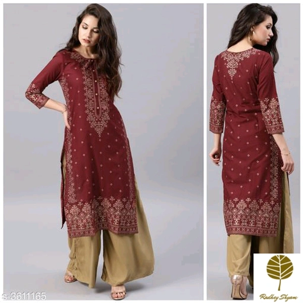 Catalog Name:*Women Rayon A-line Printed Long Kurti With Palazzos*Kurta Fabric: RayonBottomwear Fabric: RayonSleeve Length: Three-Quarter SleevesSet Type: Kurta With BottomwearBottom Type: PalazzosPattern: PrintedMultipack - Catalog Name:*Women Rayon A-line Printed Long Kurti With Palazzos*Kurta Fabric: RayonBottomwear Fabr, S . M. XL .Xx