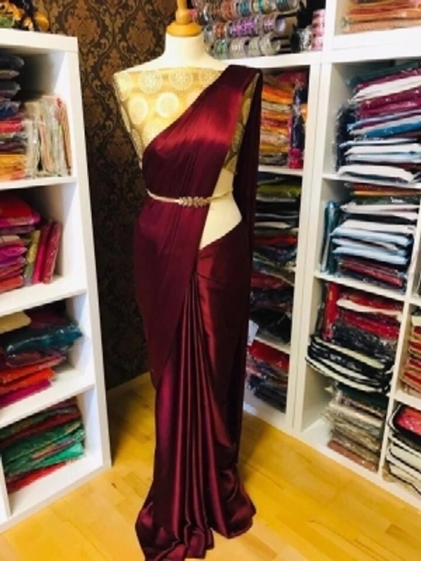 Plain Shalu Saree - Plain Shalu Satin Blend SareeColor: Black, Gold, Gold, Red, Grey, Maroon, NavyStyle Code :SC-DUST