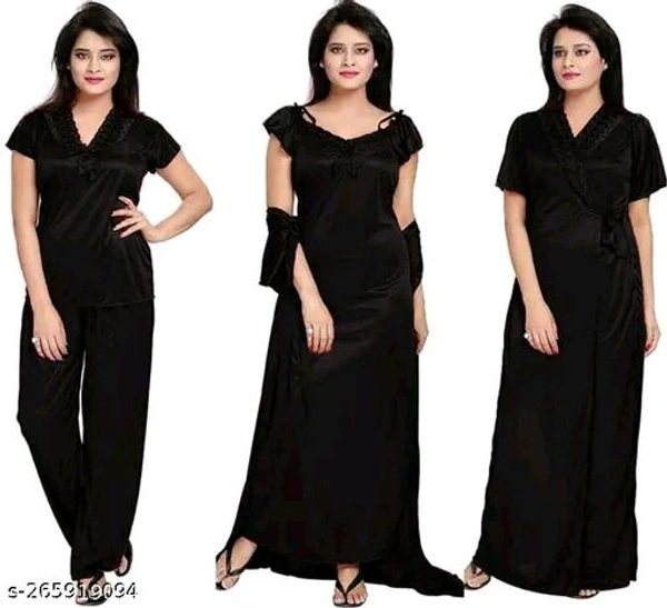 Catalog Name:*Aradhya Attractive Women Nightdresses*Fabric: SatinSleeve Length: Short SleevesPattern:  - S M