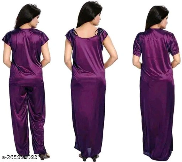 Catalog Name:*Aradhya Attractive Women Nightdresses*Fabric: SatinSleeve Length: Short SleevesPattern:  - S M