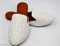 Self Pattern Juttis - White -  