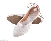 Self Embroidered Jutti - White - 5