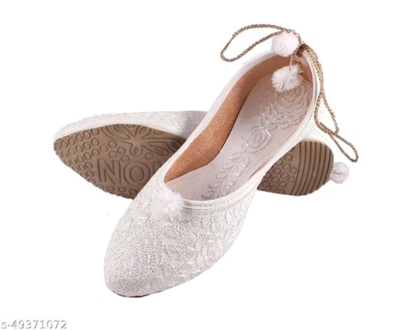 Self Embroidered Jutti - White - 5