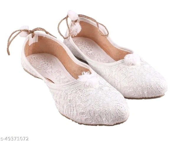 Self Embroidered Jutti - White - 5