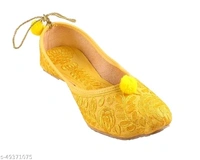 Self Embroidered Jutti - Yellow  - 6
