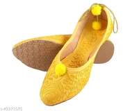 Self Embroidered Jutti - Yellow  - 6