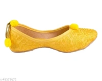 Self Embroidered Jutti - Yellow  - 10