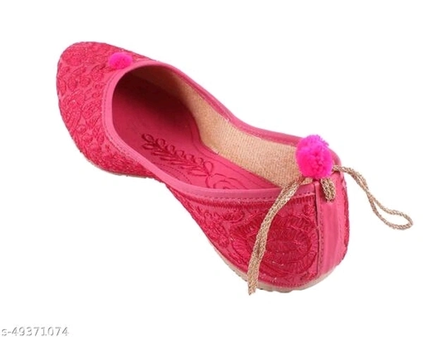 Self Embroidered Jutti - Pink - 9