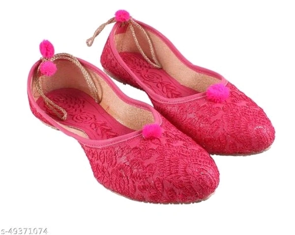 Self Embroidered Jutti - Pink - 9