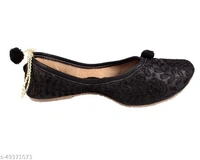 Self Embroidered Jutti - Black  - 10