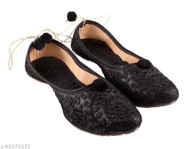Self Embroidered Jutti - Black  - 10