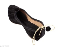Self Embroidered Jutti - Black  - 10