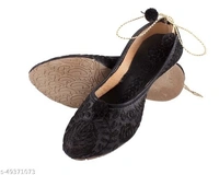 Self Embroidered Jutti - Black  - 10