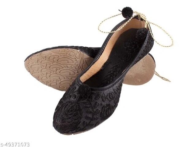 Self Embroidered Jutti - Black  - 10