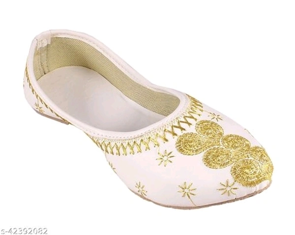 Embroidered Jutti - White  -  