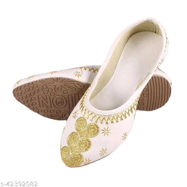 Embroidered Jutti - White  -  
