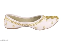 Embroidered Jutti - White  -  