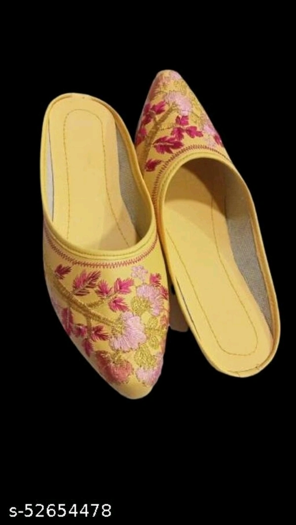Embroidered Mules - Yellow  - 6
