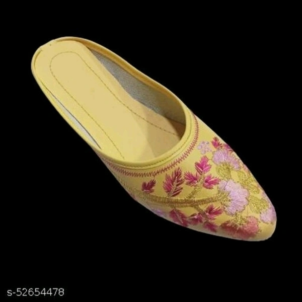Embroidered Mules - Yellow  - 6