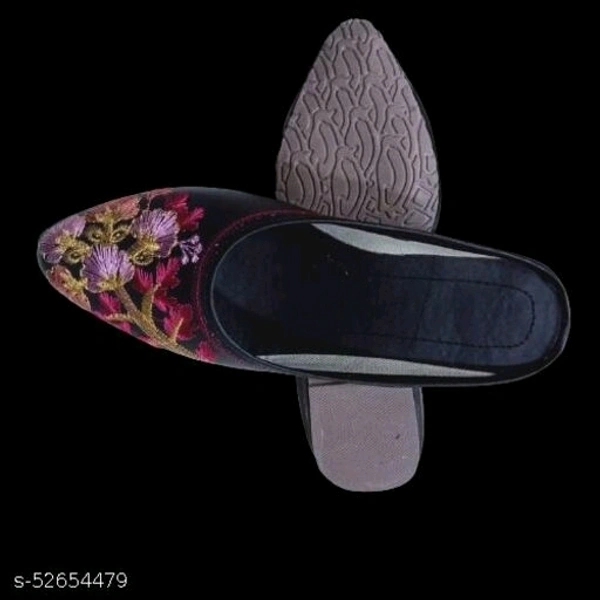 Embroidered Mules - Black  - 7