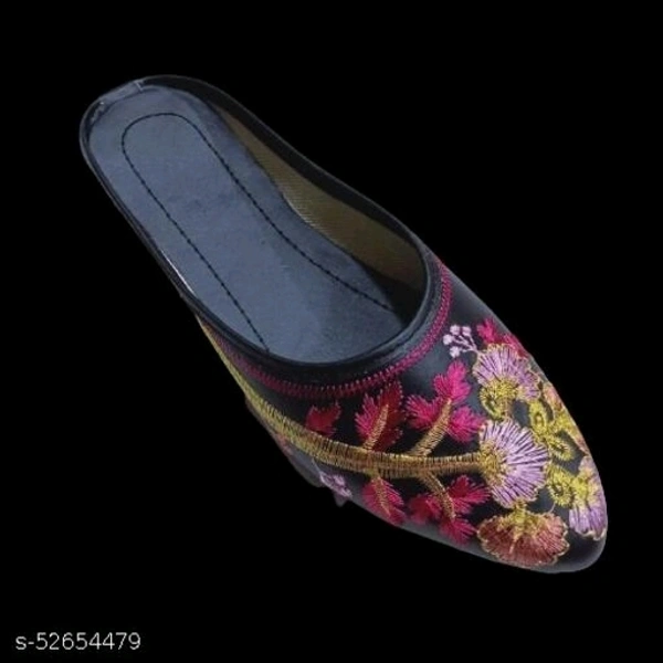 Embroidered Mules - Black  - 8