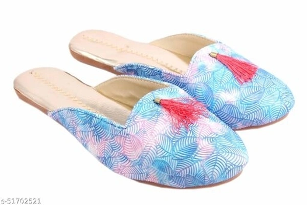 Printed Mules - Blue - 9