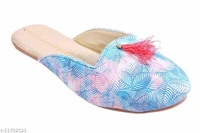 Printed Mules - Blue - 9