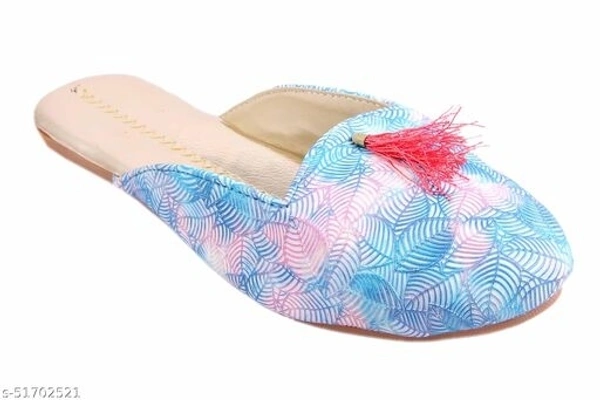 Printed Mules - Blue - 9
