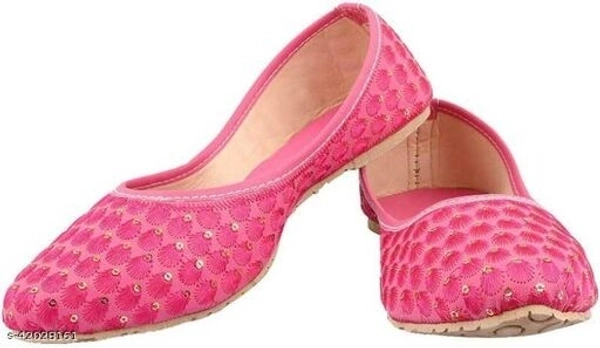 Embroidered Juttis - Pink - 4