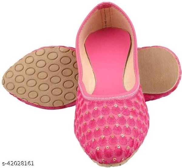 Embroidered Juttis - Pink - 4