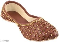 Embroidered Juttis - Brown  - 6