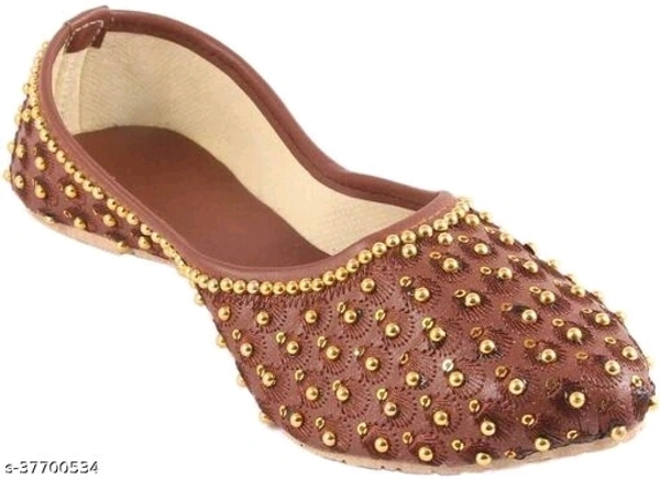 Embroidered Juttis - Brown  - 6