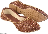Embroidered Juttis - Brown  - 6