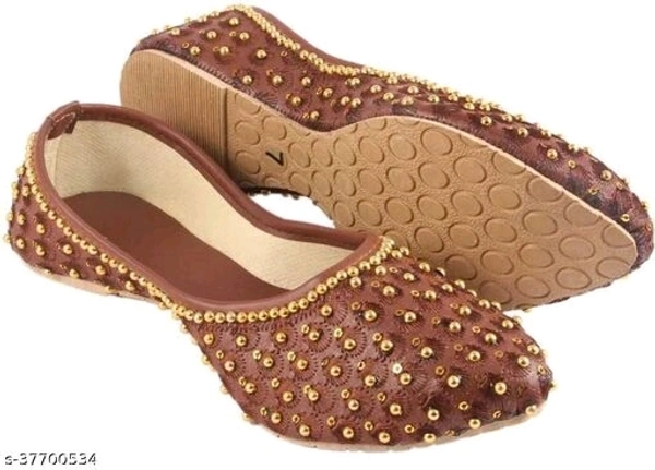 Embroidered Juttis - Brown  - 6