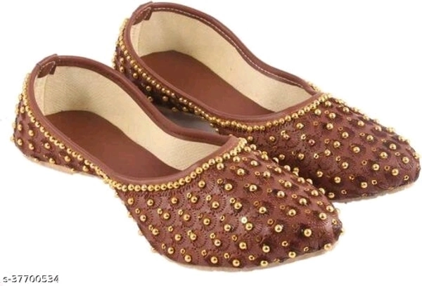 Embroidered Juttis - Brown  - 7