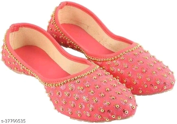 Embroidered Juttis - Peach - 5