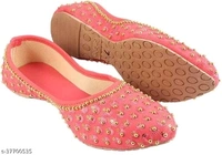 Embroidered Juttis - Peach - 5