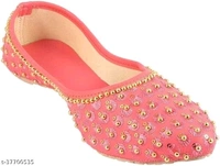 Embroidered Juttis - Peach - 5