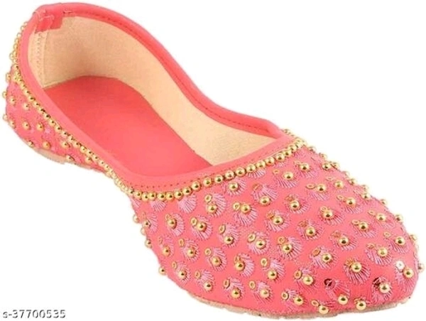Embroidered Juttis - Peach - 5