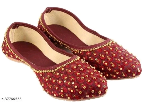 Embroidered Juttis - Maroon - 8