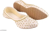 Embroidered Juttis - White -  