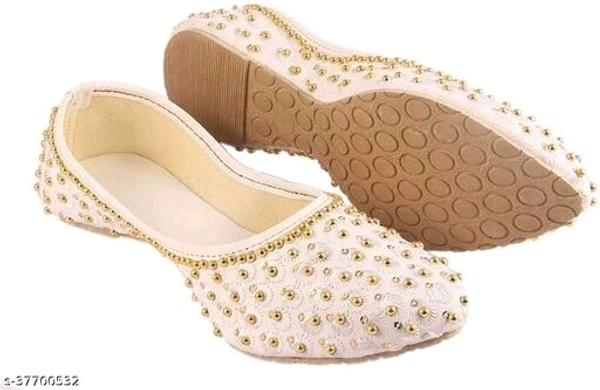 Embroidered Juttis - White -  